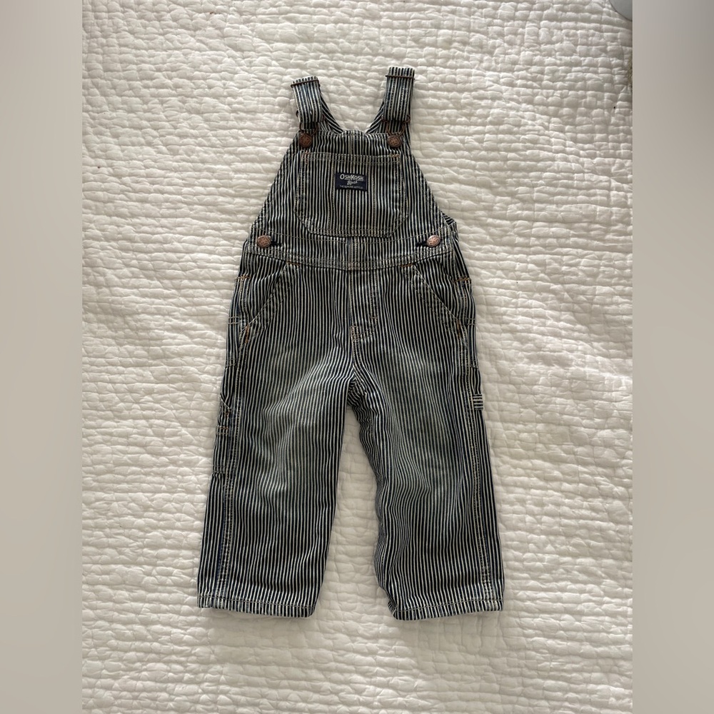 OshKosh B'gosh Classic Blue & White Striped Kids Overalls